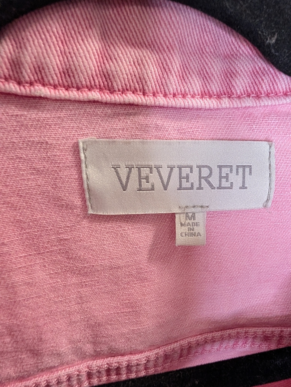 Veveret Pink Denim Jacket | Cropped Cotton Trucker Jacket Size M - Picture 3 of 6